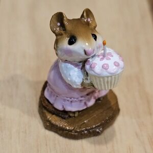 Wee Forest Folk M-99 Birthday Girl Retired Signed WP, No WFF Box 1983 Pink